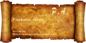 Paskesz Alex névjegykártya